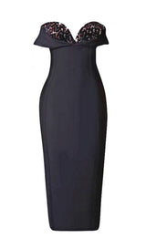 SEQUIN STRAPLESS MIDI DRESS IN BLACK Dresses styleofcb