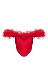 OFF SHOULDER FEATHER CORSET TOP styleofcb