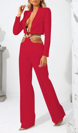 SNAKE BUCKLE WAISTBAND SUIT IN BLACK styleofcb