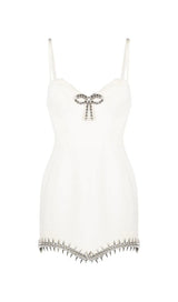 BANDAGE DIAMOND STRAPPY MINI DRESS IN WHITE styleofcb