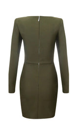 SEQUIN BODICE HIP WRAP DRESS IN OLIVE GREEN styleofcb