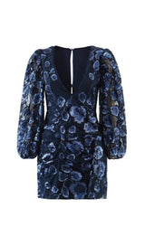 VICTORIA EMBROIDERED MINI DRESS IN BLUE styleofcb
