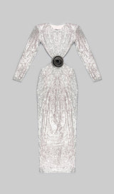 SEQUINN CUTOUT MAXI DRESS IN METALLIC DRESS styleofcb