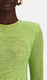 CRYSTAL EMBELLISHED MIDI DRESS IN YELLOW styleofcb