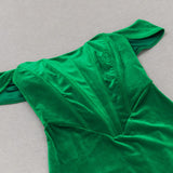 OFF SHOULDER CORSET MIDI DRESS IN GREEN styleofcb