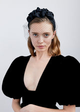 TRIPLE ROSETTE WITH VEIL IN BLACK styleofcb