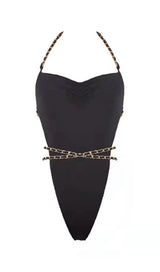 BLACK CHAIN SWIMSUIT Swimwear Oh CICI SWIMSUIT BLACK S