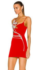 CRYSTAL FLOWER BANDAGE MINI DRESS Dresses styleofcb