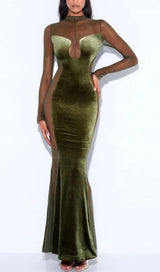 LONG SLEEVES LACE MAXI DRESS styleofcb XS GREEN