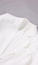 WHITE FEATHER LONG SLEEVE BLAZER MINI DRESS styleofcb