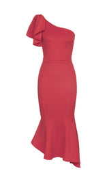 ONE SHOULDER FISHTAIL MAXI DRESS IN RED styleofcb