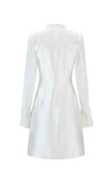 WHITE MESH LONG SLEEVE MINI DRESS