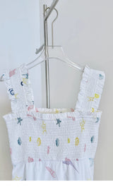 SHELL-PRINT STRAP MIDI DRESS IN WHITE DRESS STYLE OF CB