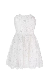 BEADED SEQUIN BANDEAU MINI DRESS IN WHITE styleofcb