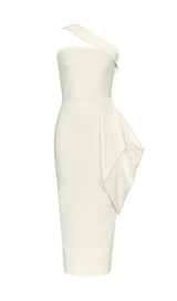 LEAF EMBROIDERY MIDI DRESS IN WHITE styleofcb