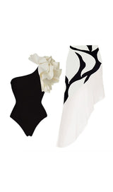 EXAGGERATED RUFFLE SWIMSUIT IN BLACK styleofcb