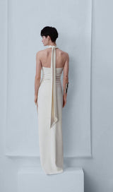 FLOWER SLEEVELESS MAXI DRESS IN WHITE styleofcb