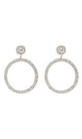 SILVER DIAMANTE HOOP DROP EARRINGS JEWELLERY styleofcb