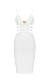 BANDAGE STRAPPY WAIST-TIGHTENING MIDI DRESS IN WHITE styleofcb