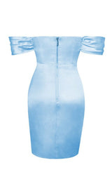 BABY BLUE OFF SHOULDER SATIN CORSET DRESS Dresses styleofcb