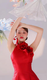 ROSE EMBELLISHED SATIN MINI DRESS IN RED DRESS styleofcb