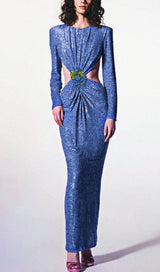 SEQUIN CUTOUT BACKLESS MAXI DRESS IN BLUE DREESES styleofcb
