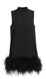 FEATHER MINI DRESS IN WHITE Dresses styleofcb XS BLACK