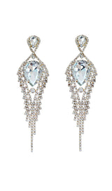 SILVER DIAMANTE TASSEL TEARDROP DROP EARRINGS JEWELLERY styleofcb