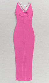 ROSE EMBELLISHED RUFFLED MIDI DRESS IN PINK styleofcb