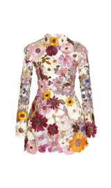 EMBROIDERED LACE HALF HIGH COLLAR MINI DRESS styleofcb