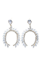 SILVER CRYSTAL ARCHED SHAPE DROP EARRINGS JEWELLERY styleofcb