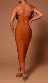 SLEEVELESS BACKLESS FEATHER-DECORATED SLIM MIDI DRESS styleofcb
