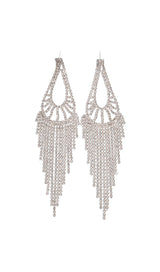 GOLD DIAMANTE TEARDROP TASSEL EARRINGS JEWELLERY styleofcb