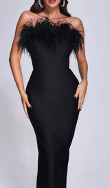 FEATHER BODYCON MAXI DRESS Dresses styleofcb