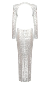 SEQUINN CUTOUT MAXI DRESS IN METALLIC DRESS styleofcb