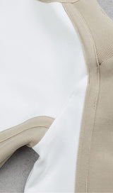 BANDAGE SLIM SPLICE TWO PIECE WRAP DRESS IN APRICOT WHITE styleofcb