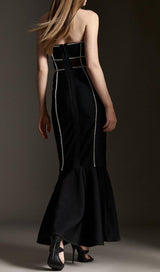 BANDAGE BANDEAU MESH KNIT MAXI DRESS styleofcb
