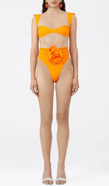 ROSE EMBELLISHED BIKINI SUIT IN ORANGE styleofcb