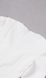 SQUARE SHOULDER CORSET MIDI DRESS IN WHITE styleofcb