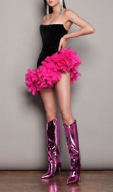FEATHER CORSET MINII DRESS IN BLACK styleofcb