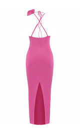 ROSE EMBELLISHED RUFFLED MIDI DRESS IN PINK styleofcb