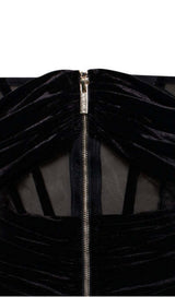 IRISA BLACK DRAPING OFF SHOULDER CORSET DRESS Dresses styleofcb