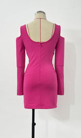 LONG SLEEVES CUT OUT MINI DRESS IN PINK Dresses styleofcb