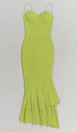 STRAPPY FISHTAIL MAXI DRESS IN GREEN styleofcb