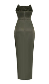 STRAPLESS SATIN SPLIT MAXI DRESS Dresses styleofcb