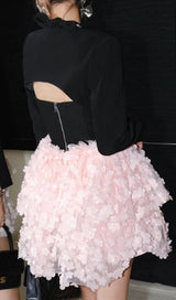 SLEEVELESS HALTER DRESS WITH PINK FLOWERS IN BLACK styleofcb