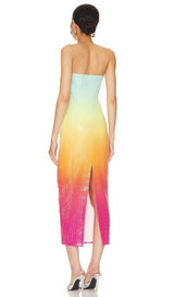STRAPLESS SEQUIN OMBRE MAXI DRESS IN MULTI-COLOR DRESS styleofcb