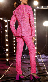 FLORAL-EMBROIDERED LACE TWO-PIECE SUIT IN PINK DRESS STYLE OF CB