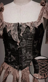 RETRO LEAVES FISHBONE GOTHIC CORSET TOP sis label