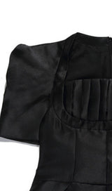 SQUARE NECK PUFF SLEEVE DRESS IN BLACK styleofcb